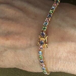 Joan Rivers gold tone multicolor tennis bracelet-7 1/2" long
